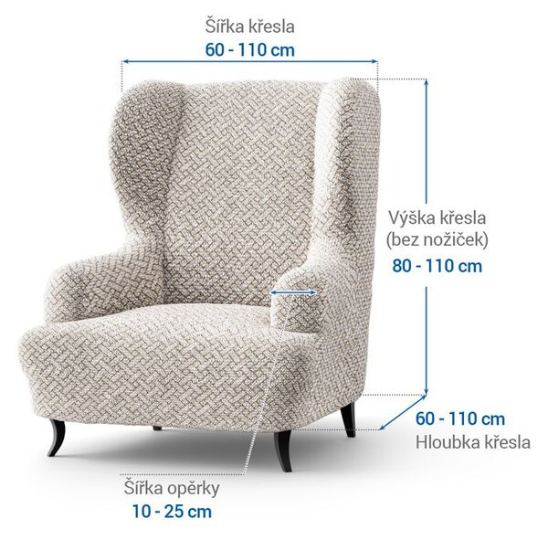 Bielastické potahy VENEZIA béžová křeslo ušák (š. 60 - 110 cm)