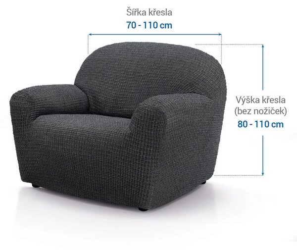 Super strečové potahy RUBINIA antracitová křeslo (š. 70 - 110 cm)