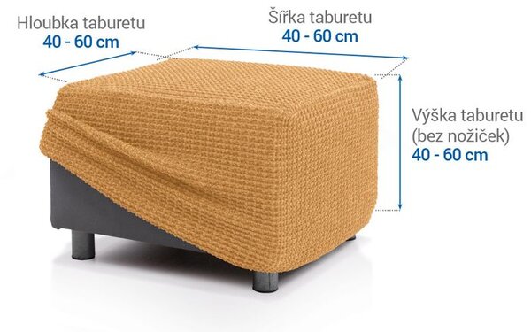 Super strečové potahy RUBINIA zlatá taburet (40 - 60 cm)