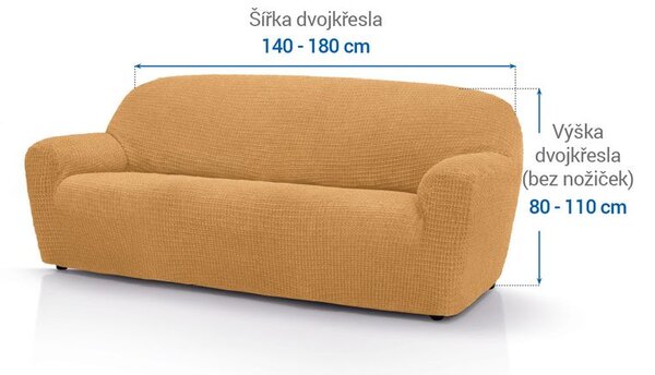 Super strečové potahy RUBINIA zlatá dvojkřeslo (š. 140 - 180 cm)