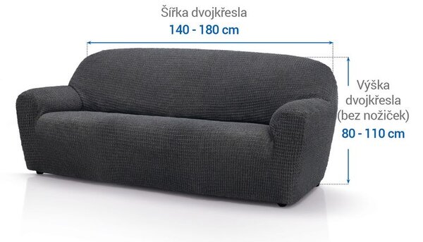Super strečové potahy RUBINIA antracitová dvojkřeslo (š. 140 - 180 cm)