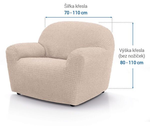 Super strečové potahy RUBINIA smetanová křeslo (š. 70 - 110 cm)