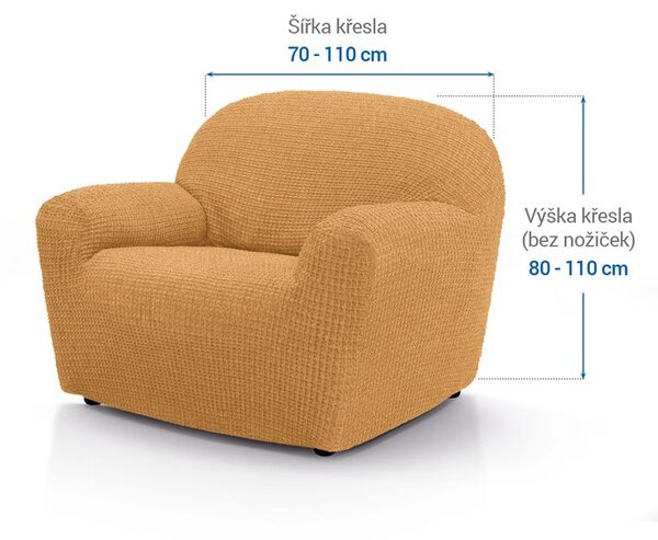 Super strečové potahy RUBINIA zlatá křeslo (š. 70 - 110 cm)