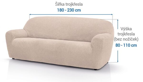 Super strečové potahy RUBINIA smetanová trojkřeslo (š. 180 - 230 cm)