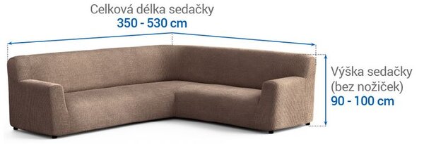 Bielastické potahy COSTINA oříšková rohová sedačka (š. 350 - 530 cm)