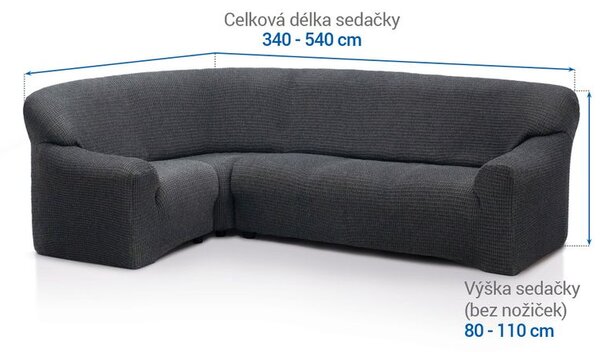 Super strečové potahy RUBINIA antracitová rohová sedačka (š. 340 - 540 cm)