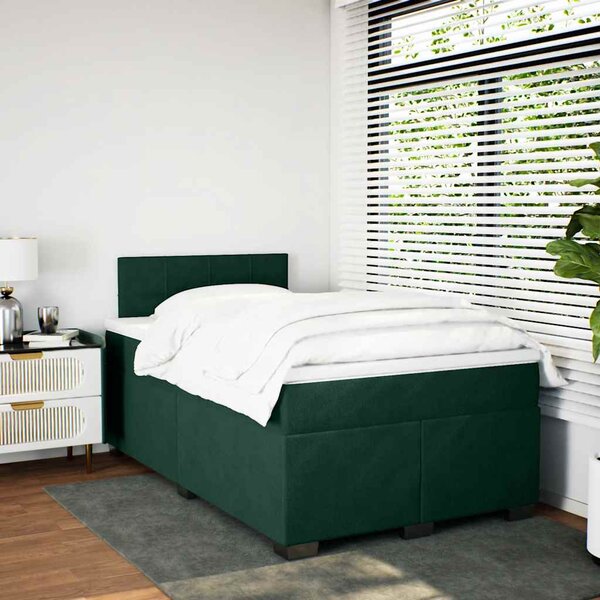Box spring postel s matrací tmavě zelená 120x190 cm samet 3286261