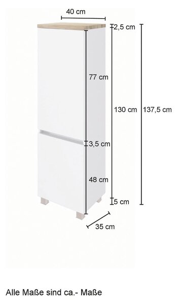 MIDI SKŘÍŇKA, dub wotan, 40/133/35 cm Held - Koupelnové série, Online Only