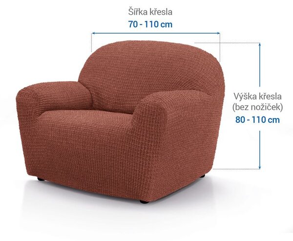 Super strečové potahy RUBINIA cihlová křeslo (š. 70 - 110 cm)