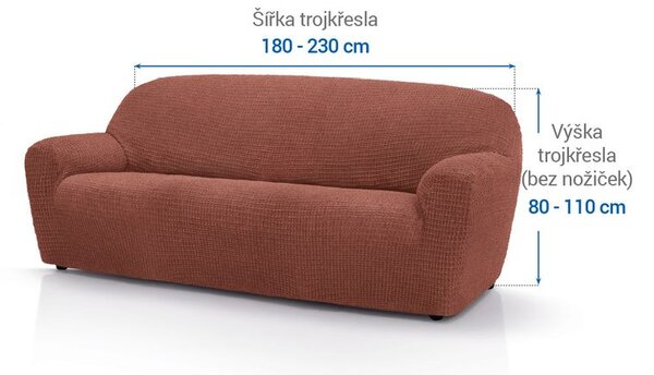 Super strečové potahy RUBINIA cihlová trojkřeslo (š. 180 - 230 cm)