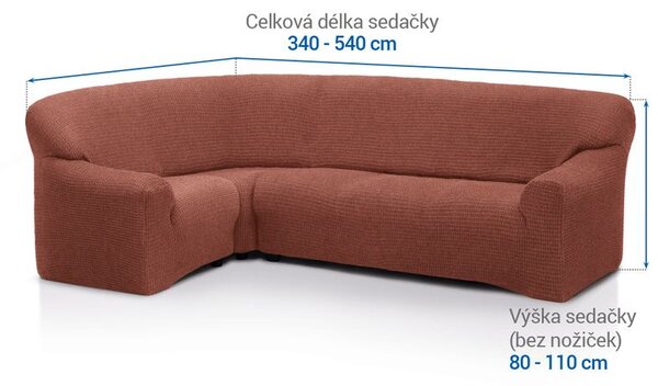 Super strečové potahy RUBINIA cihlová rohová sedačka (š. 340 - 540 cm)