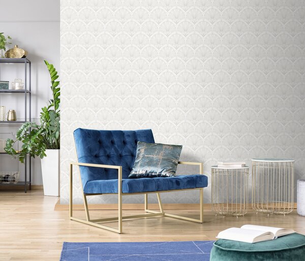Bílo-stříbrná vliesová tapeta Art Deco, M53300, Elegance, Ugepa