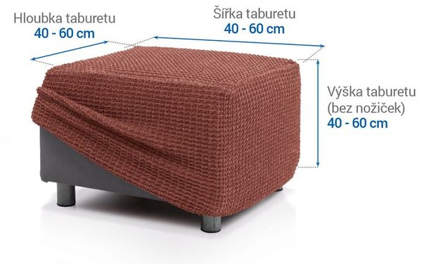 Super strečové potahy RUBINIA cihlová taburet (40 - 60 cm)