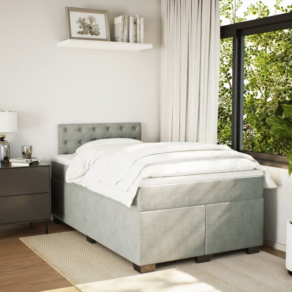 Box spring postel s matrací světle šedá 120 x 200 cm samet 3286294