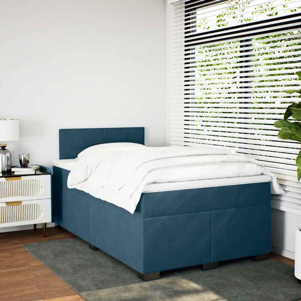Box spring postel s matrací tmavě modrá 120 x 200 cm samet 3286286