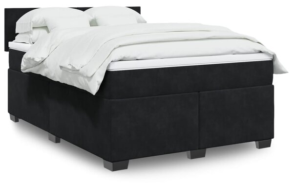 Box spring postel s matrací černá 140 x 190 cm samet 3286302
