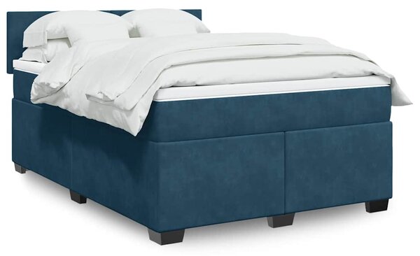 Box spring postel s matrací tmavě modrá 140x190 cm samet 3286304