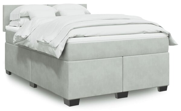 Box spring postel s matrací světle šedá 140x190 cm samet 3286300