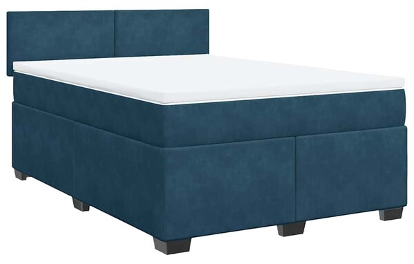 Box spring postel s matrací tmavě modrá 140x190 cm samet 3286304