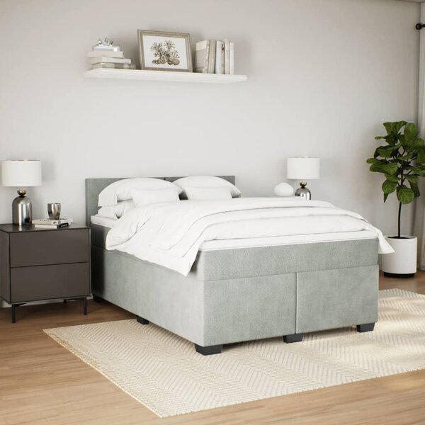 Box spring postel s matrací světle šedá 140x190 cm samet 3286300