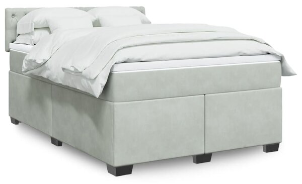 Box spring postel s matrací světle šedá 140x190 cm samet 3286312