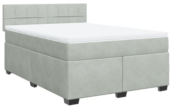 Box spring postel s matrací světle šedá 140x190 cm samet 3286306