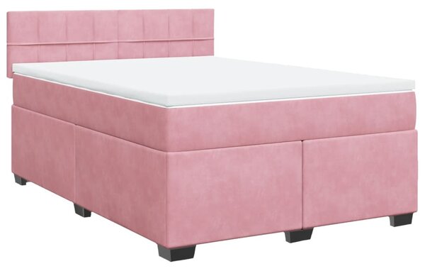 Box spring postel s matrací růžová 140x190 cm samet 3286311