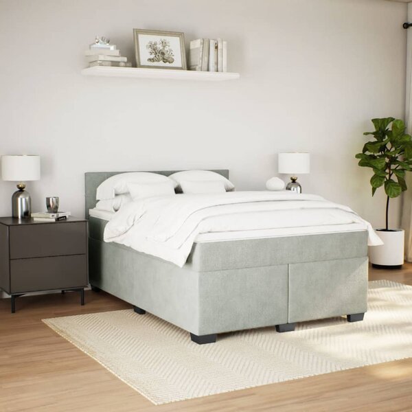 Box spring postel s matrací světle šedá 140x190 cm samet 3286306