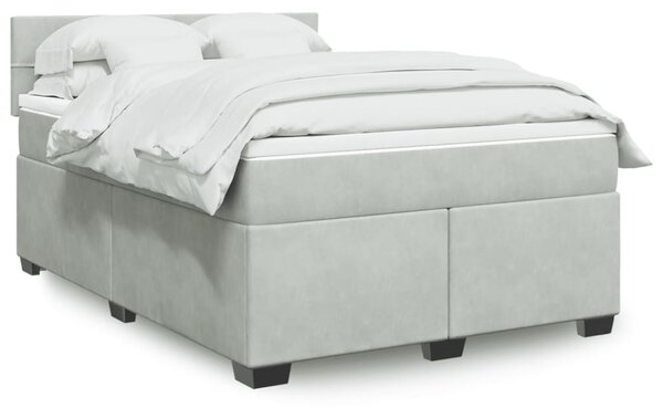 Box spring postel s matrací světle šedá 140x190 cm samet 3286306
