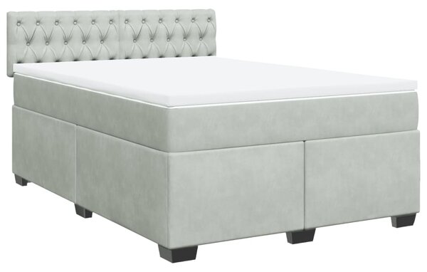 Box spring postel s matrací světle šedá 140x190 cm samet 3286312