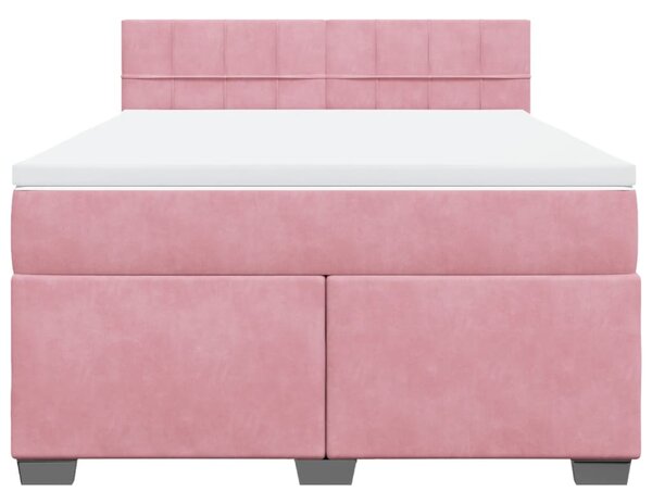 Box spring postel s matrací růžová 140x190 cm samet 3286311