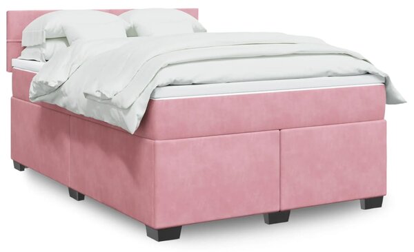 Box spring postel s matrací růžová 140x190 cm samet 3286311