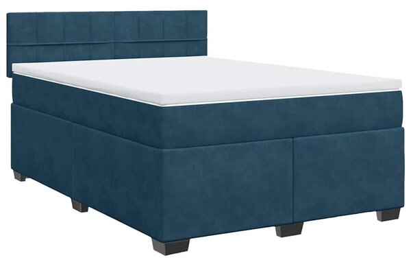 Box spring postel s matrací tmavě modrá 140x200 cm samet 3286334