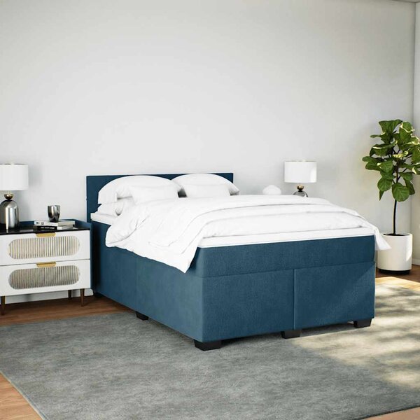 Box spring postel s matrací tmavě modrá 140x200 cm samet 3286334