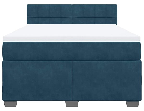 Box spring postel s matrací tmavě modrá 140x200 cm samet 3286334