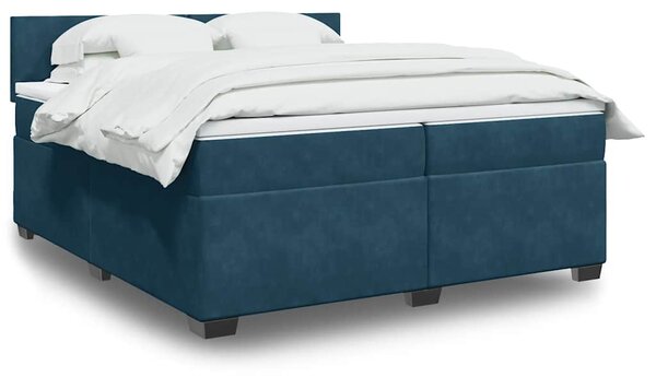 Box spring postel s matrací tmavě modrá 200x200 cm samet 3286400
