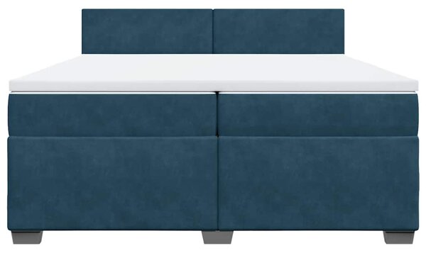 Box spring postel s matrací tmavě modrá 200x200 cm samet 3286400