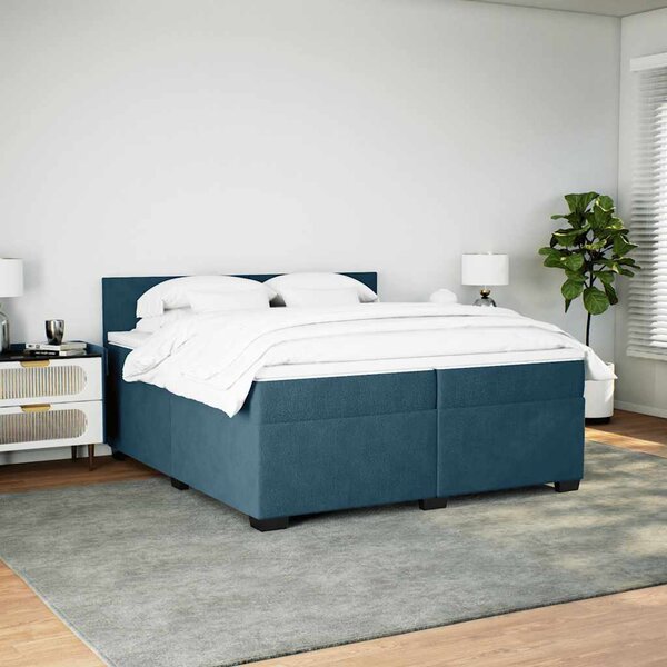 Box spring postel s matrací tmavě modrá 200x200 cm samet 3286400