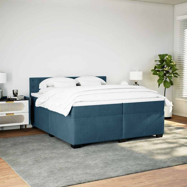 Box spring postel s matrací modrá 200 x 200 cm samet 3286418