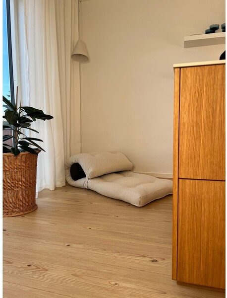 Šedobéžová futonová matrace 70x200 cm Wrap Linen Beige/Dark Grey – Karup Design
