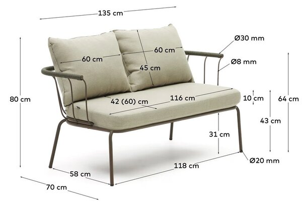 Světle zelená/béžová zahradní pohovka Salguer – Kave Home