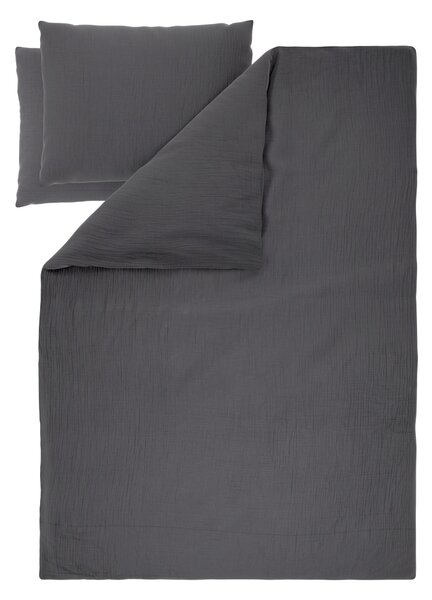 Livarno® Mušelínové ložní povlečení, 240 x 220 cm, 70 x 90 cm (tmavě šedá) (100400000004)
