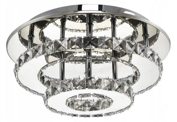 Toolight, LED křišťálové závěsné stropní svítidlo 20W, neutrální barva, APP412-C, chromová, OSW-65010