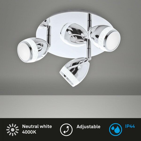 BRILONER LED bodové svítidlo pr. 22 cm 3x4W 350lm chrom IP44 BRI 2995-038R