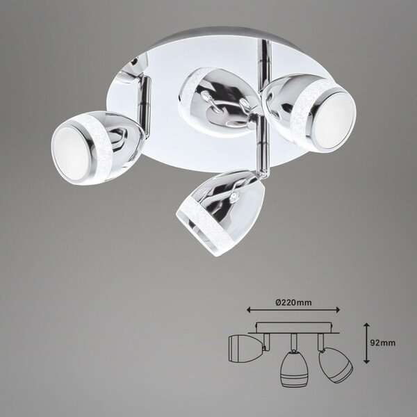 BRILONER LED bodové svítidlo pr. 22 cm 3x4W 350lm chrom IP44 BRI 2995-038R