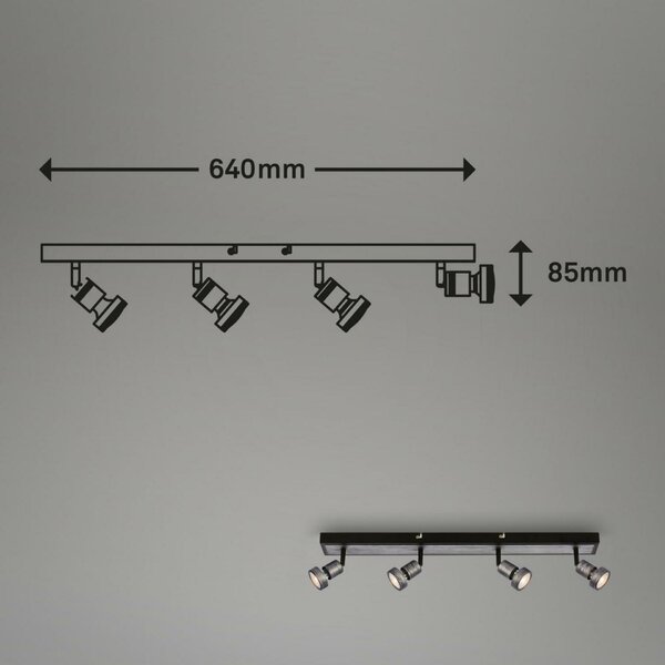 BRILONER LED bodové svítídlo, 64 cm, 4x GU10, 4,9 W, 460 lm, antická stříbrná BRI 2927-044