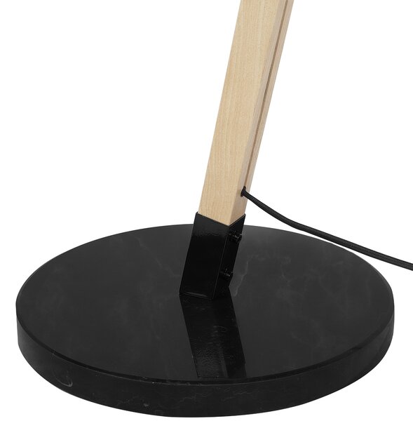 Stojací lampa HETTON Nastavitelná Dubové dřevo Černá