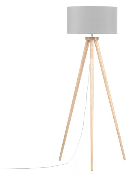 Stojací lampa NITRA Dubové dřevo Šedá