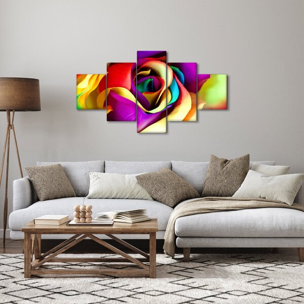 Obraz - Barevná růže (125x70 cm)
