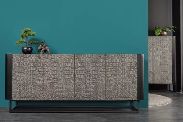 Komoda CROCODILE 177 CM šedočerná masiv mango Nábytek | Úložné prostory | Komody | Nízké